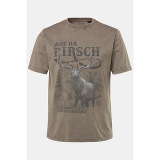 JP1880 Tracht Halbarm T-Shirt Grosser Brustprint Vintage Look Rundhals  
