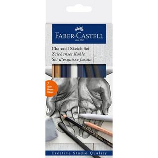 Faber-Castell FABER-CASTELL Zeichenset Kohle 114002 Pastell weiss medium, 7 Stk  