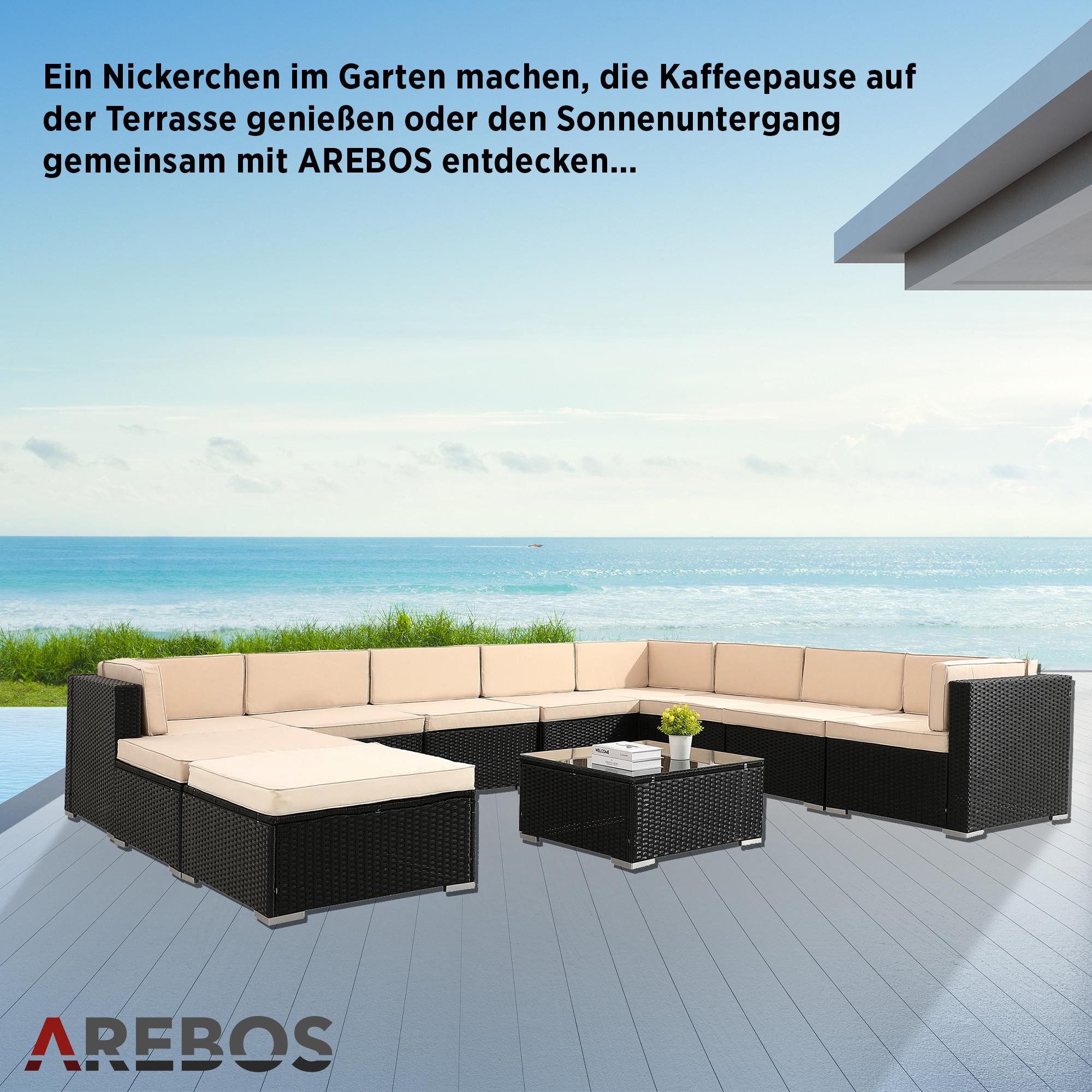 Arebos Polyrattan Mobili da giardino Set per esterni Set di mobili per patio  