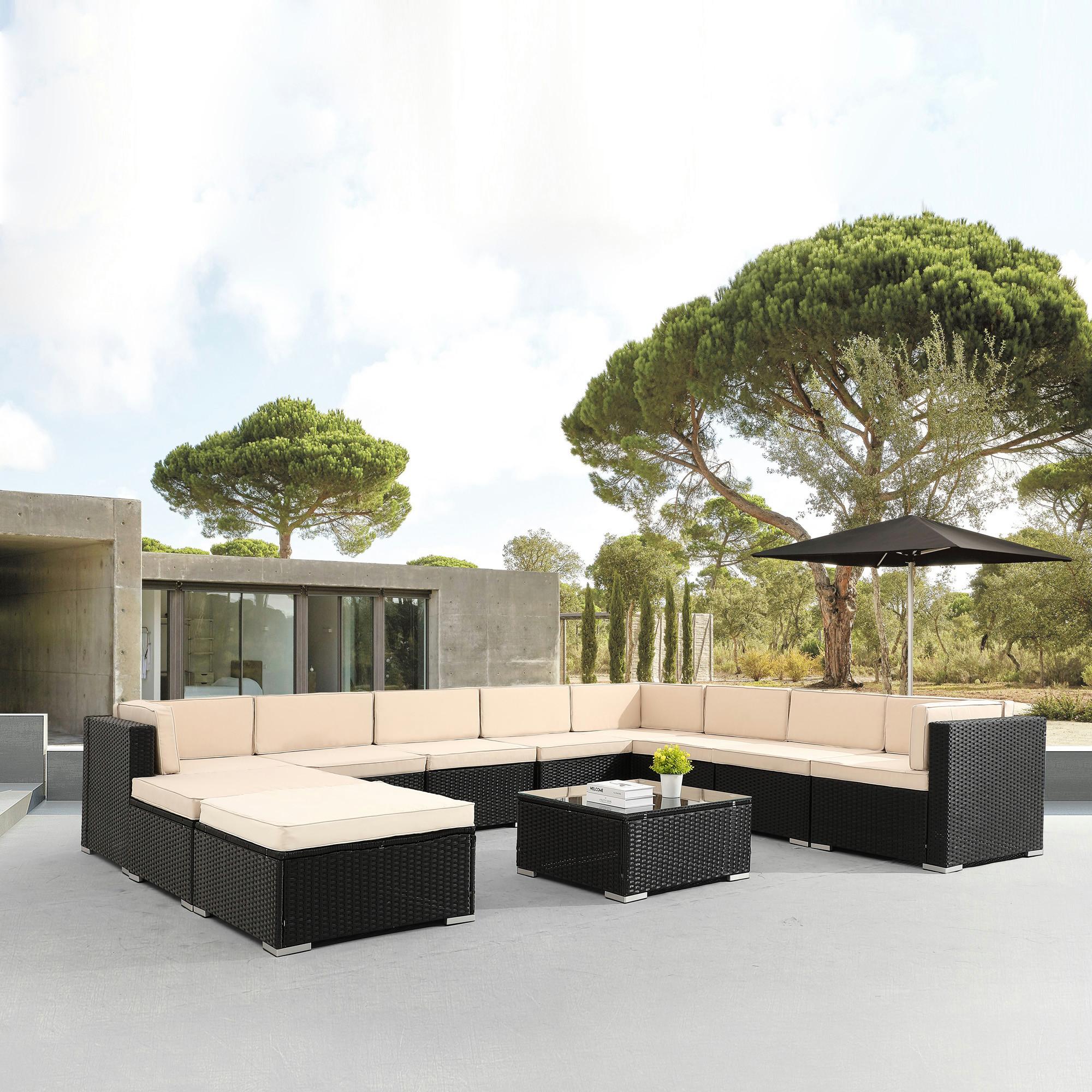 Arebos Mobilier de jardin polyrotin Ensemble d'extérieur Ensemble salon lounge  