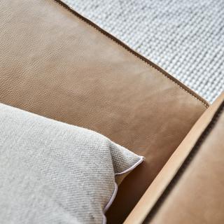 Tikamoon Sofa aus massivem Eichenholz und Leder Cheyenne ,2-Sitzer Cobbelwood  