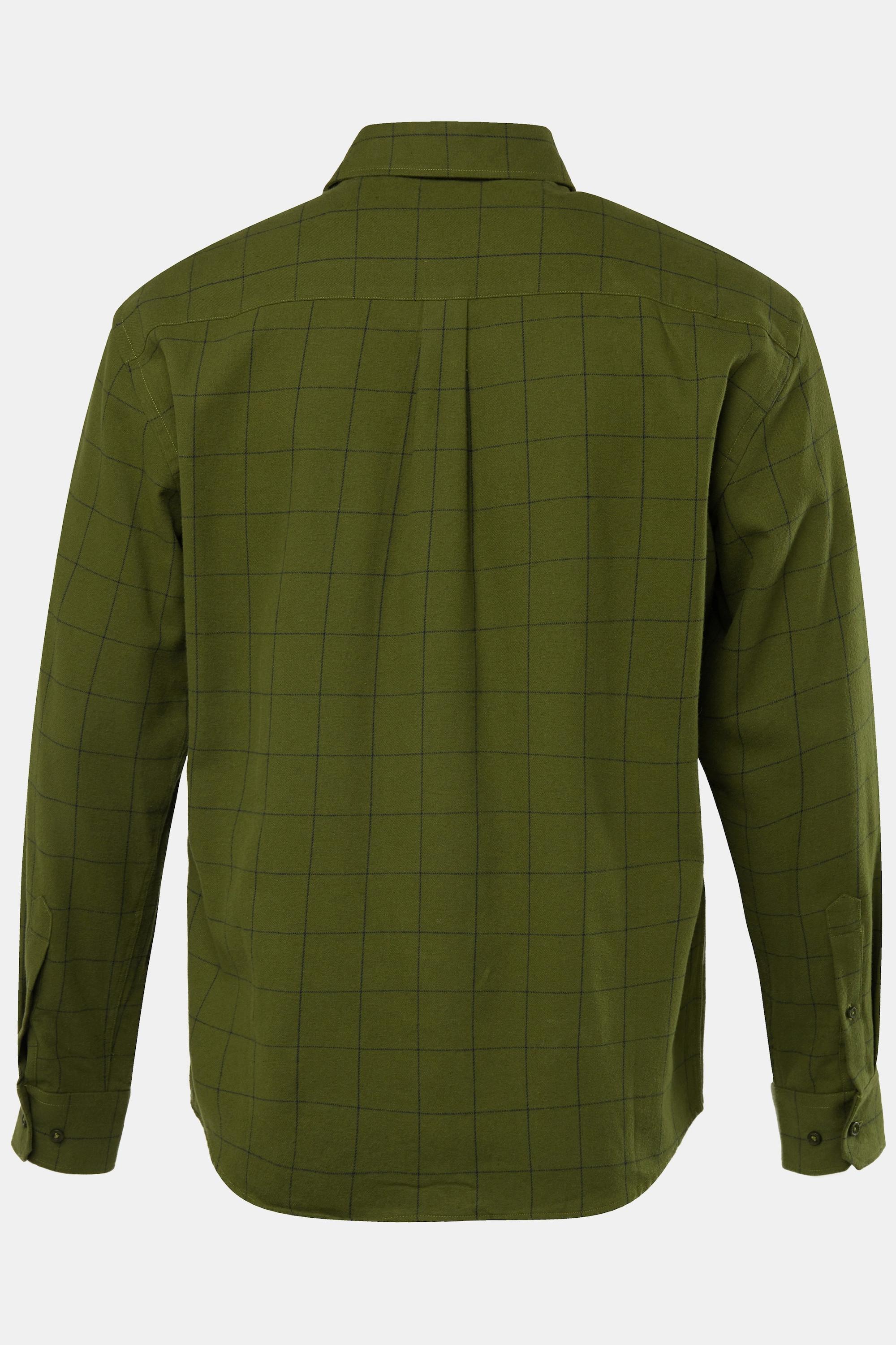 JP1880  Chemise en flanelle à carreaux, manches longues et col Kent, coupe Modern Fit - jusqu'au 8&nbsp;XL 