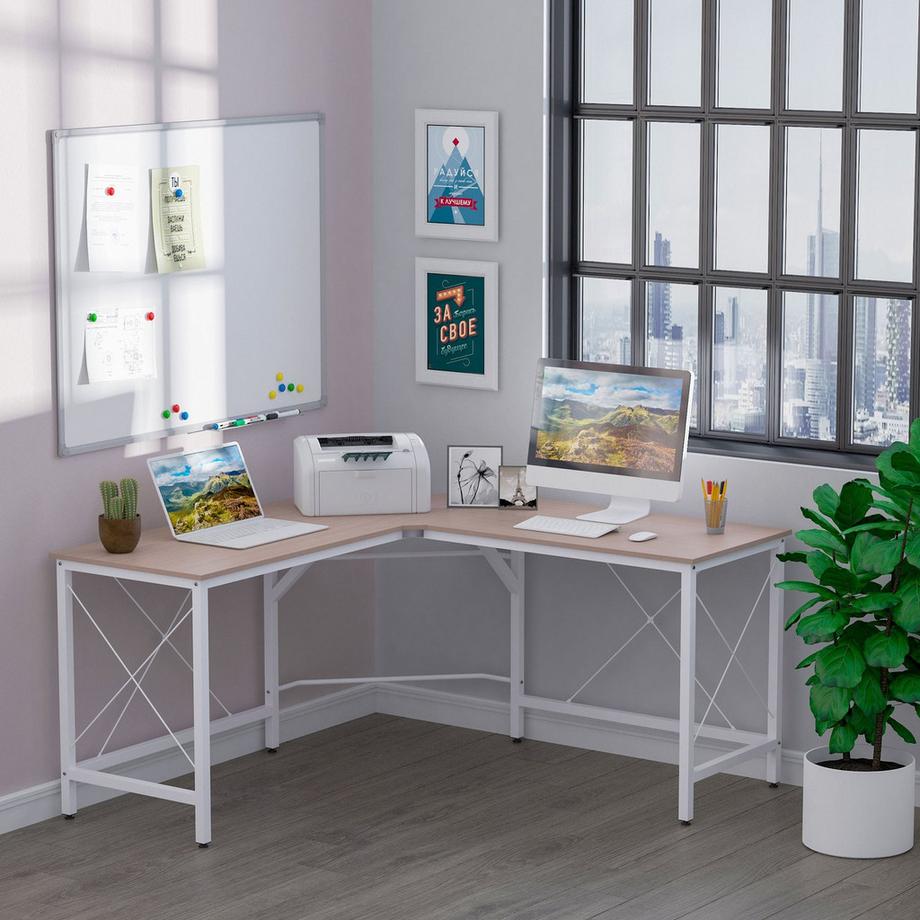Northio L-Desk Scrivania Ad Angolo Scrivania Ad Angolo Tavolo Da Lavoro Mdf Naturale 150X150X76Cm  