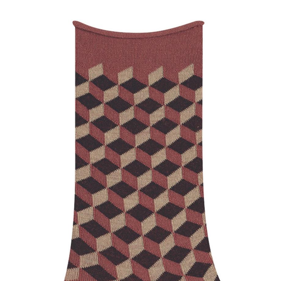 BLEU FORET Chaussettes laine coton motif géométrique  
