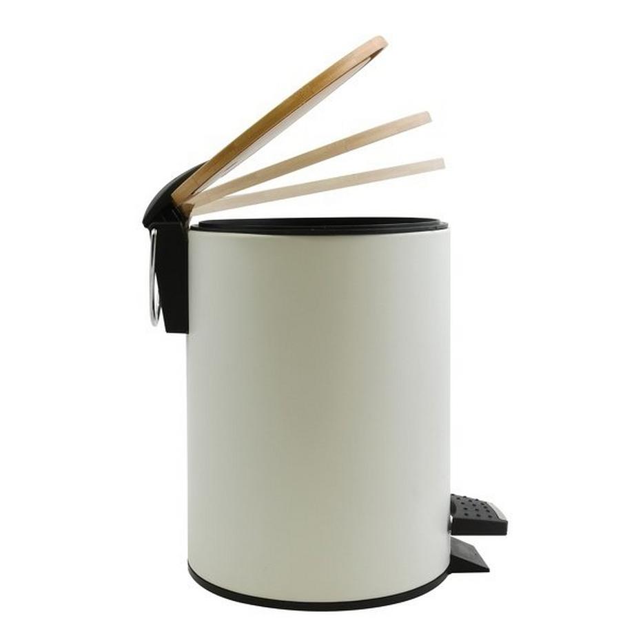 spirella Badezimmer Treteimer Stahl & Bambus ADONIS 5L Weiß  