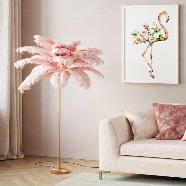 KARE Design  Stehleuchte Feather Palm pink Höhe 165 