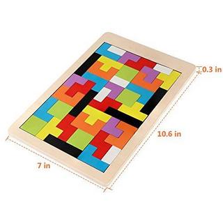 Activity-board  Holzpuzzle 40 Stück Tangram Puzzle Gehirntraining Spielzeug für Kinder, Holzpuzzle Box Gehirn Spiel 