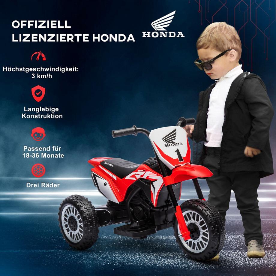 Northio  Kinder Elektro-Motorrad 6V mit Hupe & Startup-Musik, Kinderfahrzeug für 1,5-3 Jahre, 3km/h, Rot, sicherer Fahrspaß 
