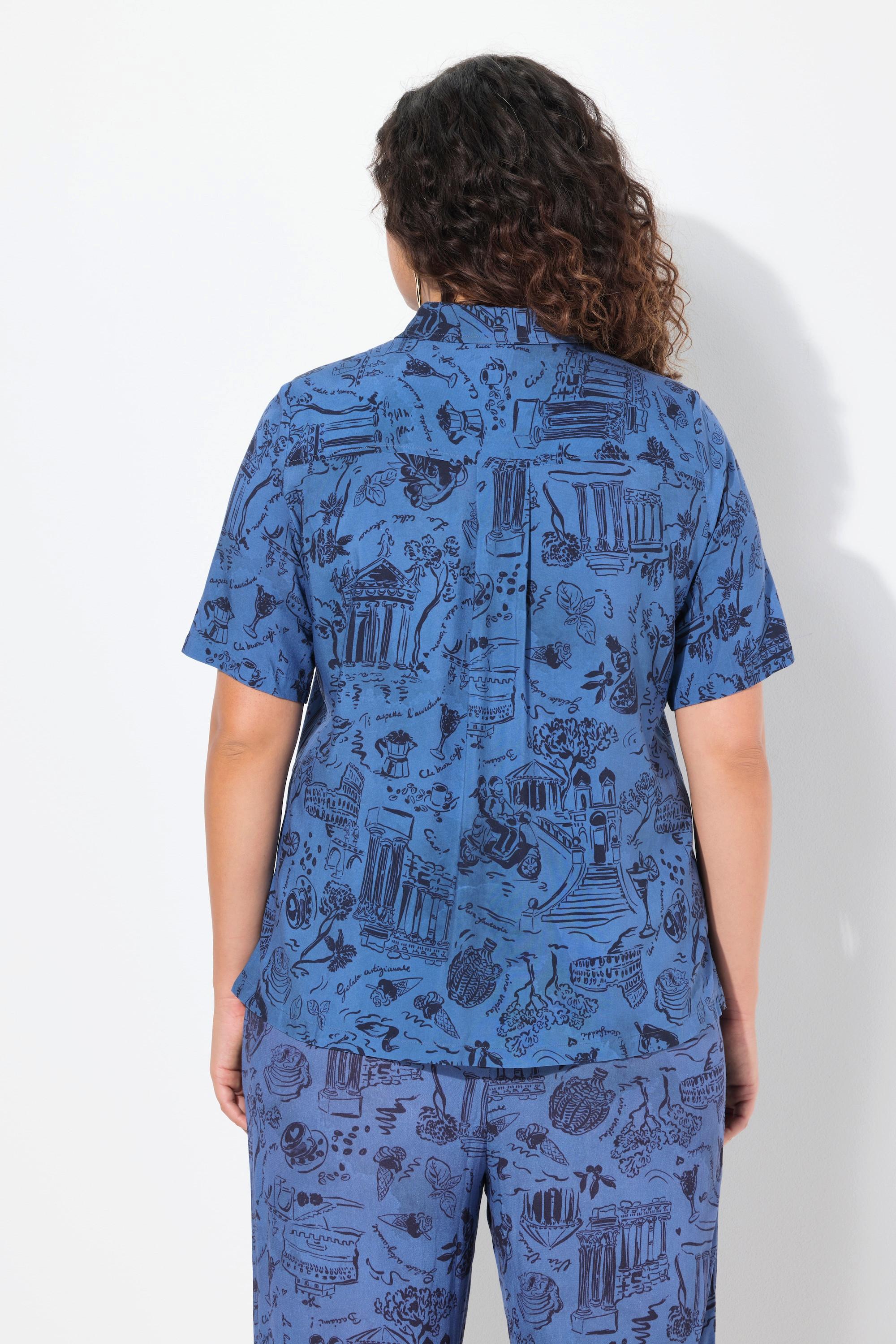 Ulla Popken Chemisier Col Classique Manches Courtes Holiday  