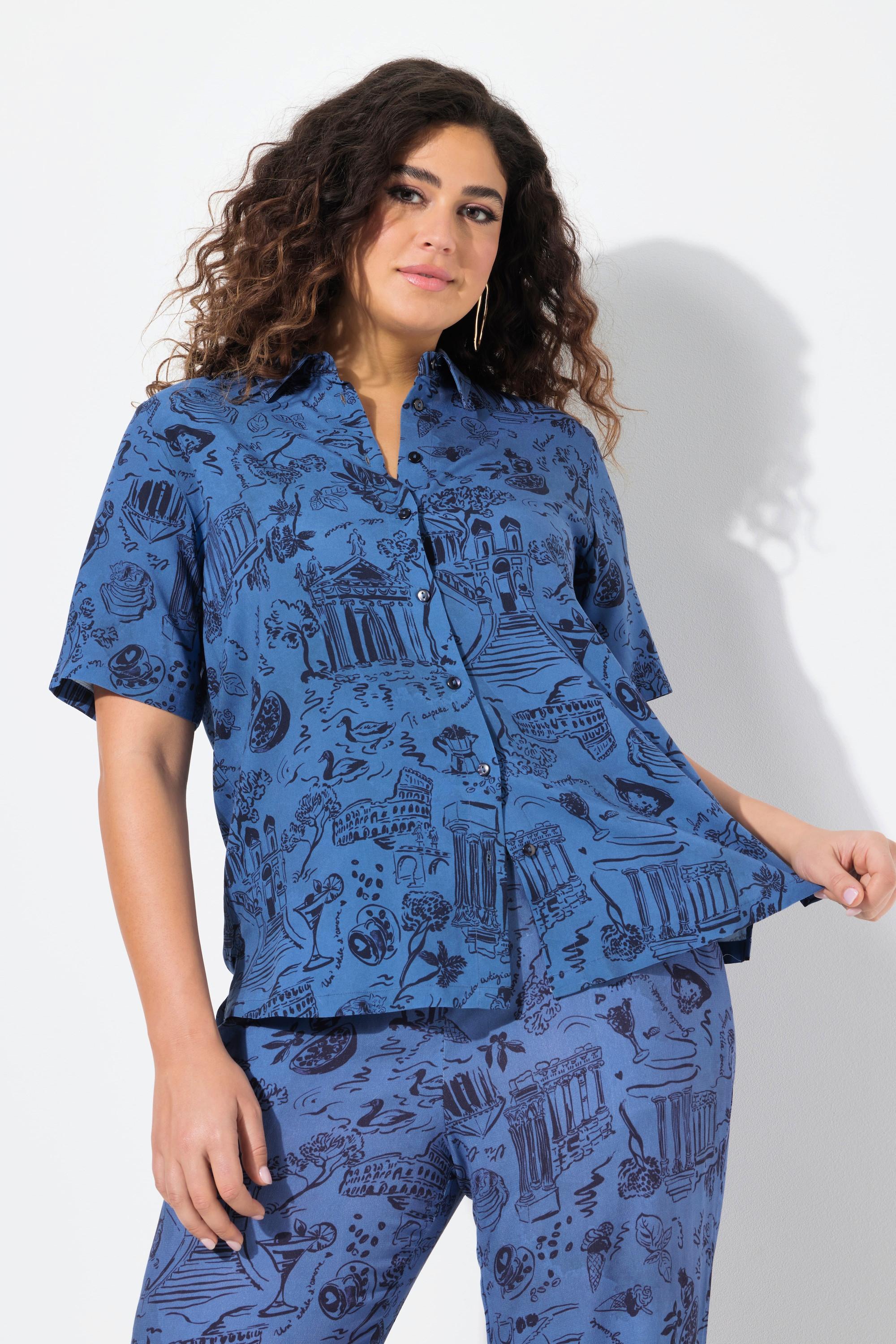 Ulla Popken Chemisier Col Classique Manches Courtes Holiday  