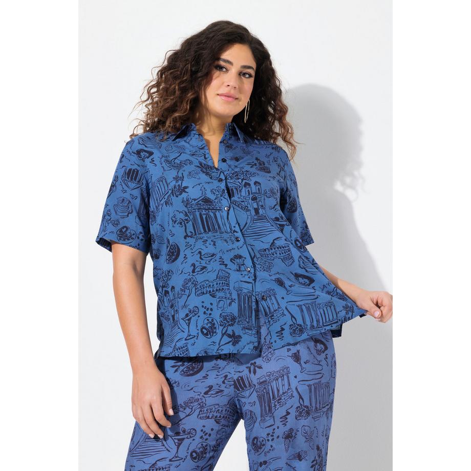 Ulla Popken Holiday Hemdkragen Halbarm Bluse  