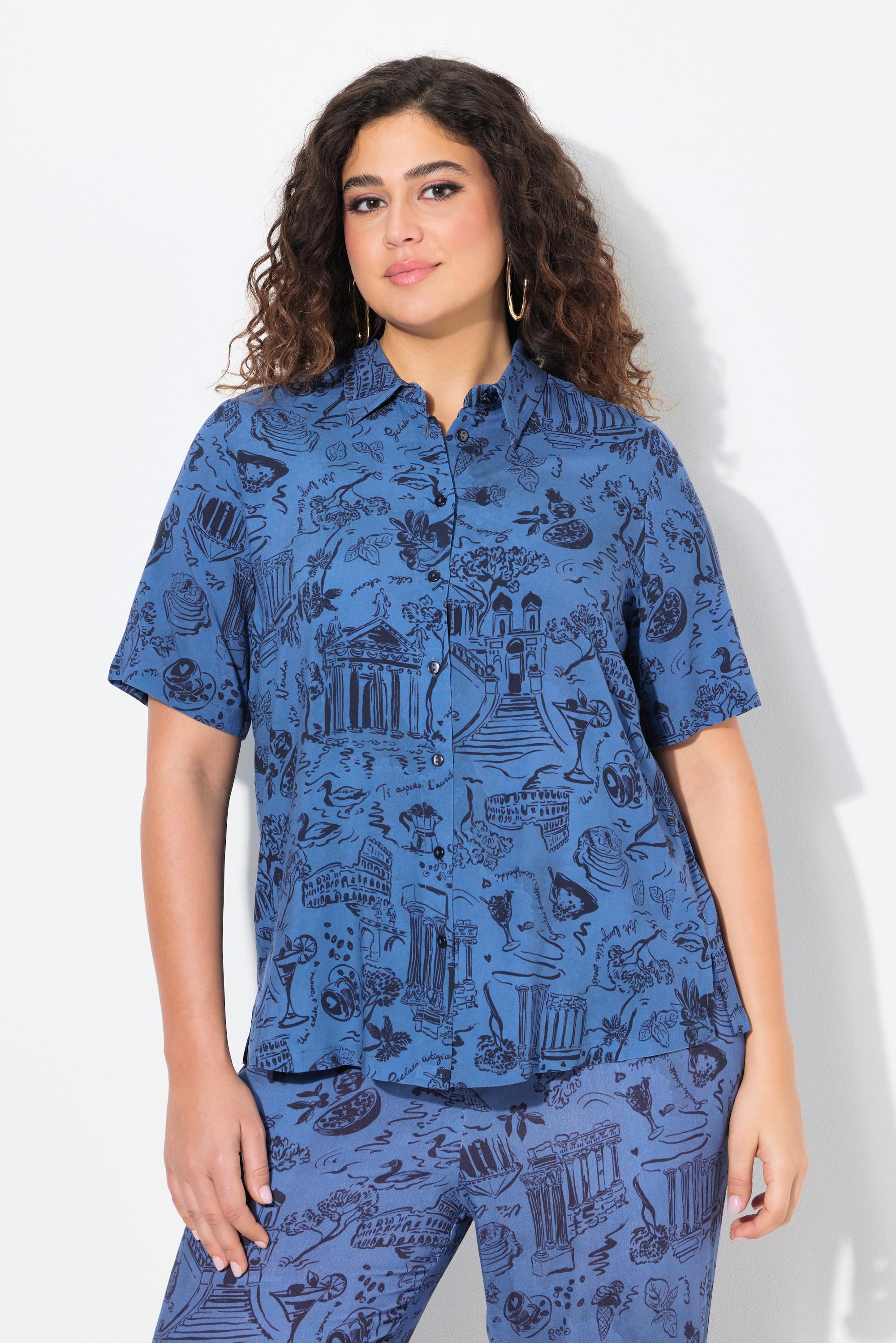 Ulla Popken Chemisier Col Classique Manches Courtes Holiday  