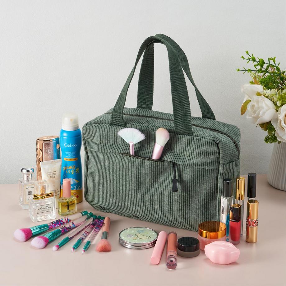 Only-bags.store Grande Trousse de Toilette en Velours Côtelé  