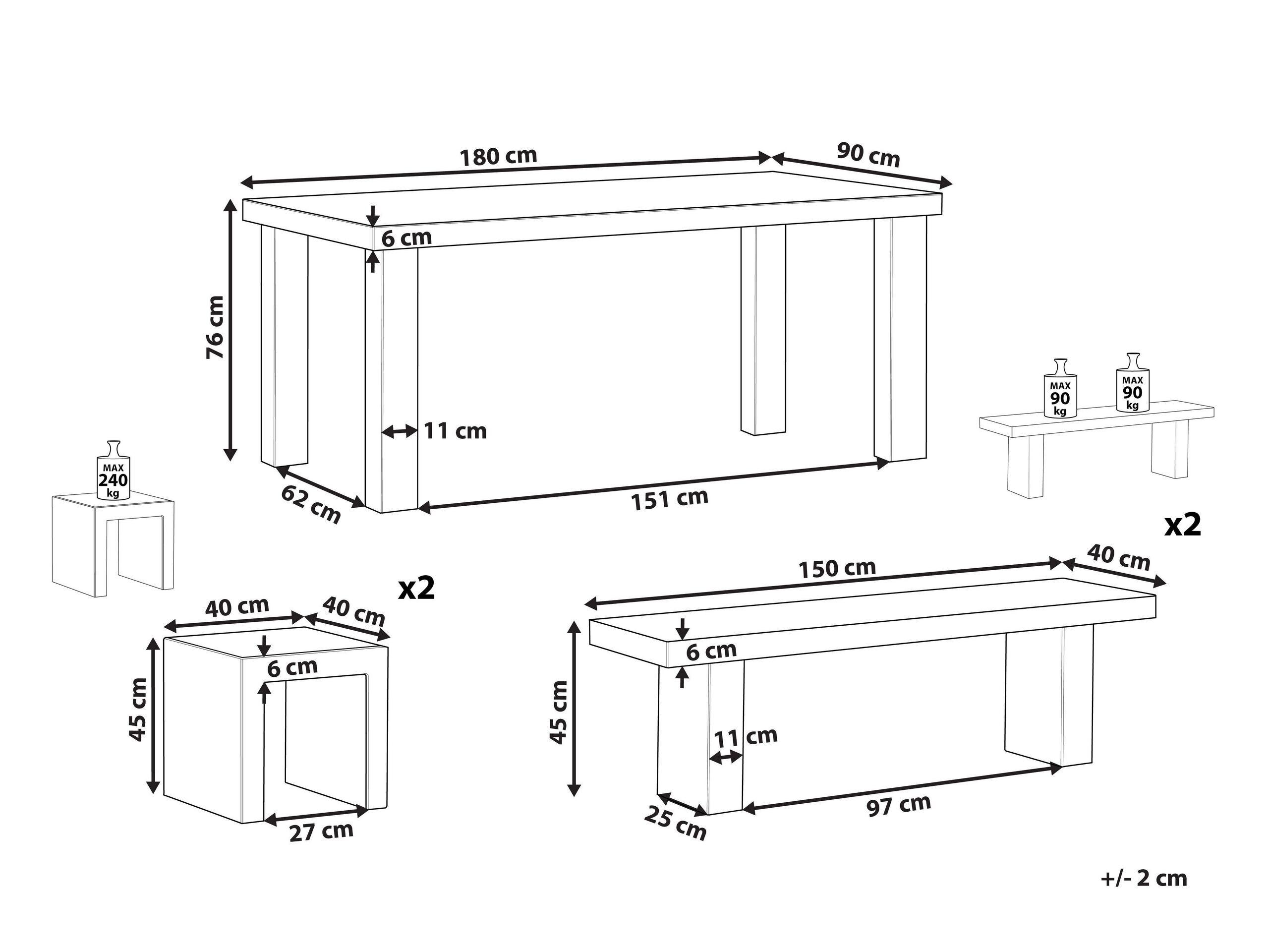 Beliani Set da pranzo per 6 persone en Cemento fibrorinforzato Industriale TARANTO  