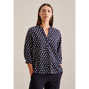 Blouse à col montant A Pois Manchon 3/4 Col