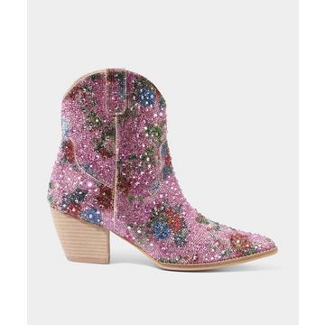 Western-Stiefeletten mit Blumen und Diamanten