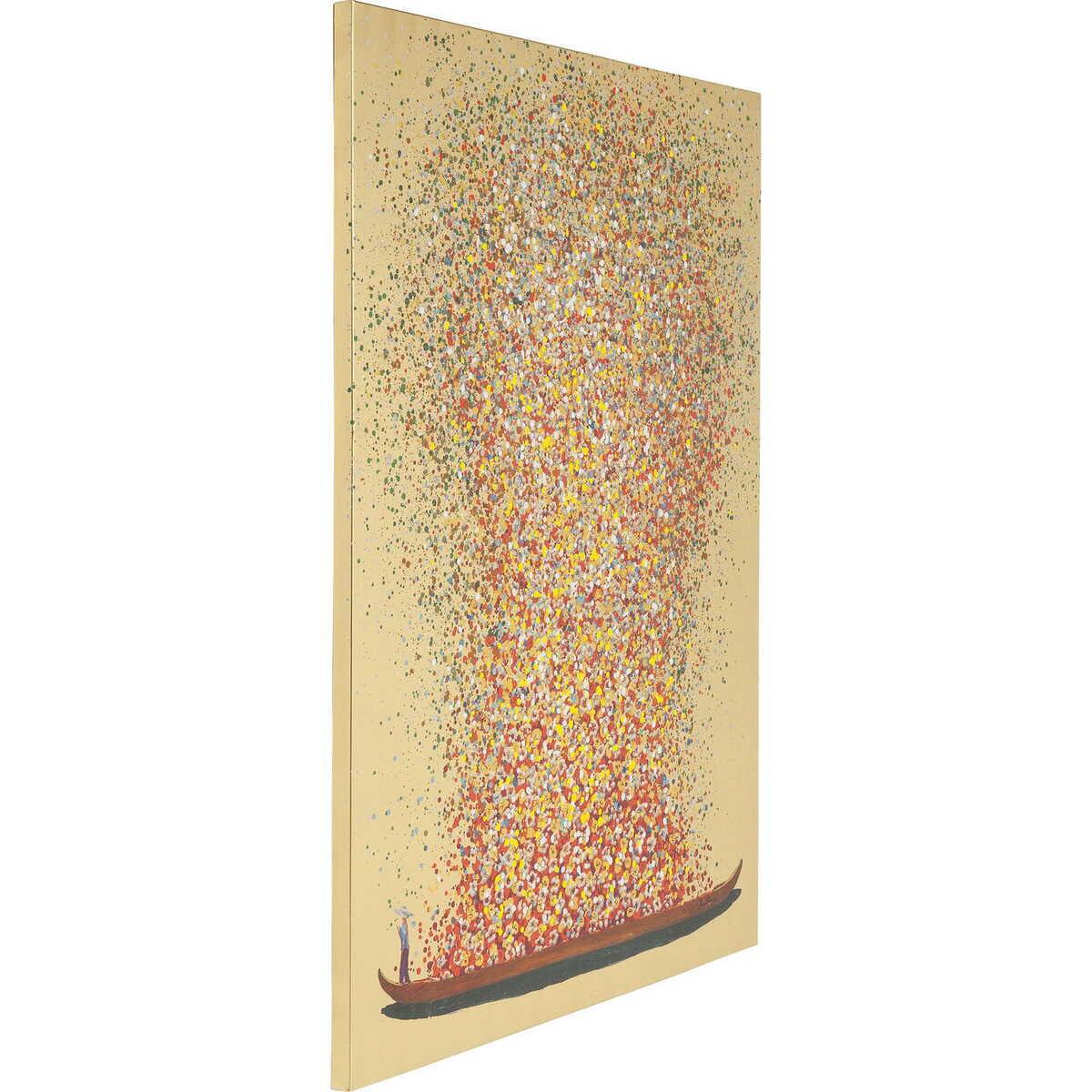 KARE Design Immagine toccata Barca a fiori oro rosso 100x80cm  