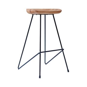 Tabouret haut en frêne massif et métal black Mari