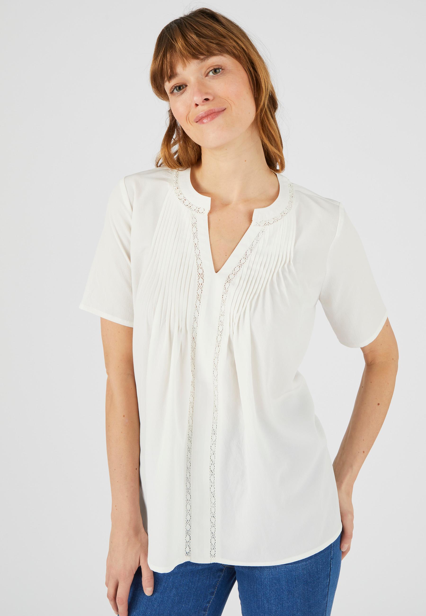 Damart  Bluse mit Falten und Makramee 