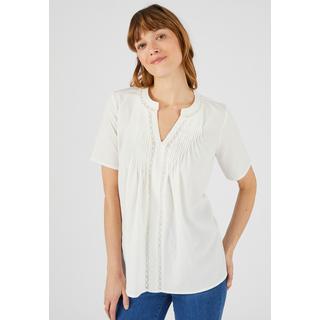 Damart  Bluse mit Falten und Makramee 