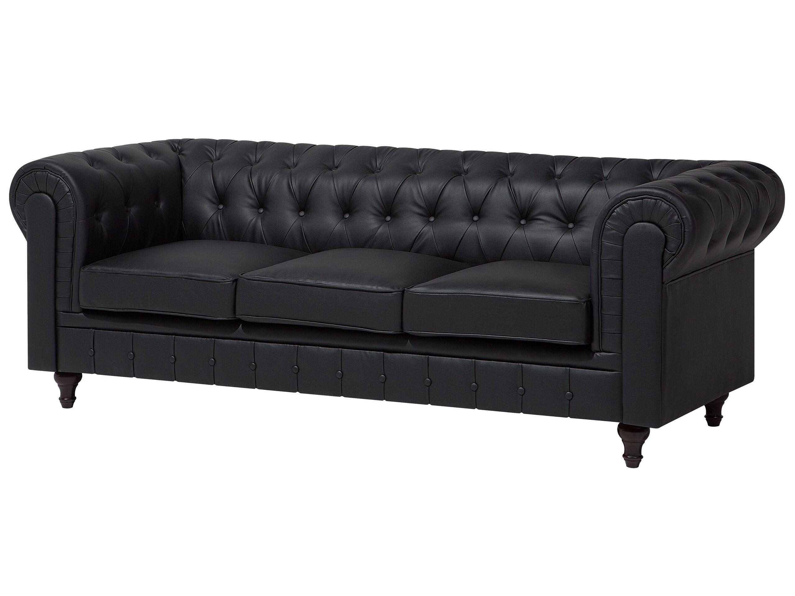 Beliani Divano 3 posti en Pelle sintetica Glamour CHESTERFIELD  