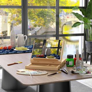 Northio Cavalletto Barella Telaio Valigia Cavalletto Da Studio Cavalletto Ad Angolo Regolabile Pieghevole Con Cassetto In Legno Di Faggio Naturale  