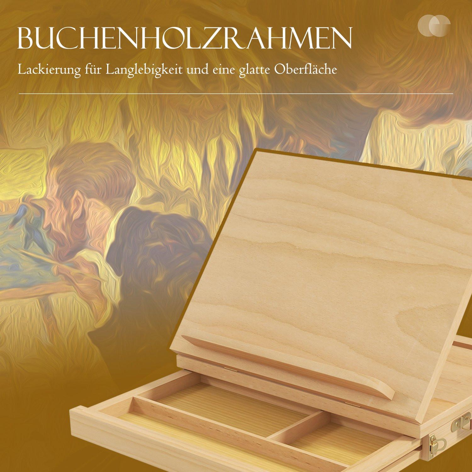 Northio Cavalletto Barella Telaio Valigia Cavalletto Da Studio Cavalletto Ad Angolo Regolabile Pieghevole Con Cassetto In Legno Di Faggio Naturale  