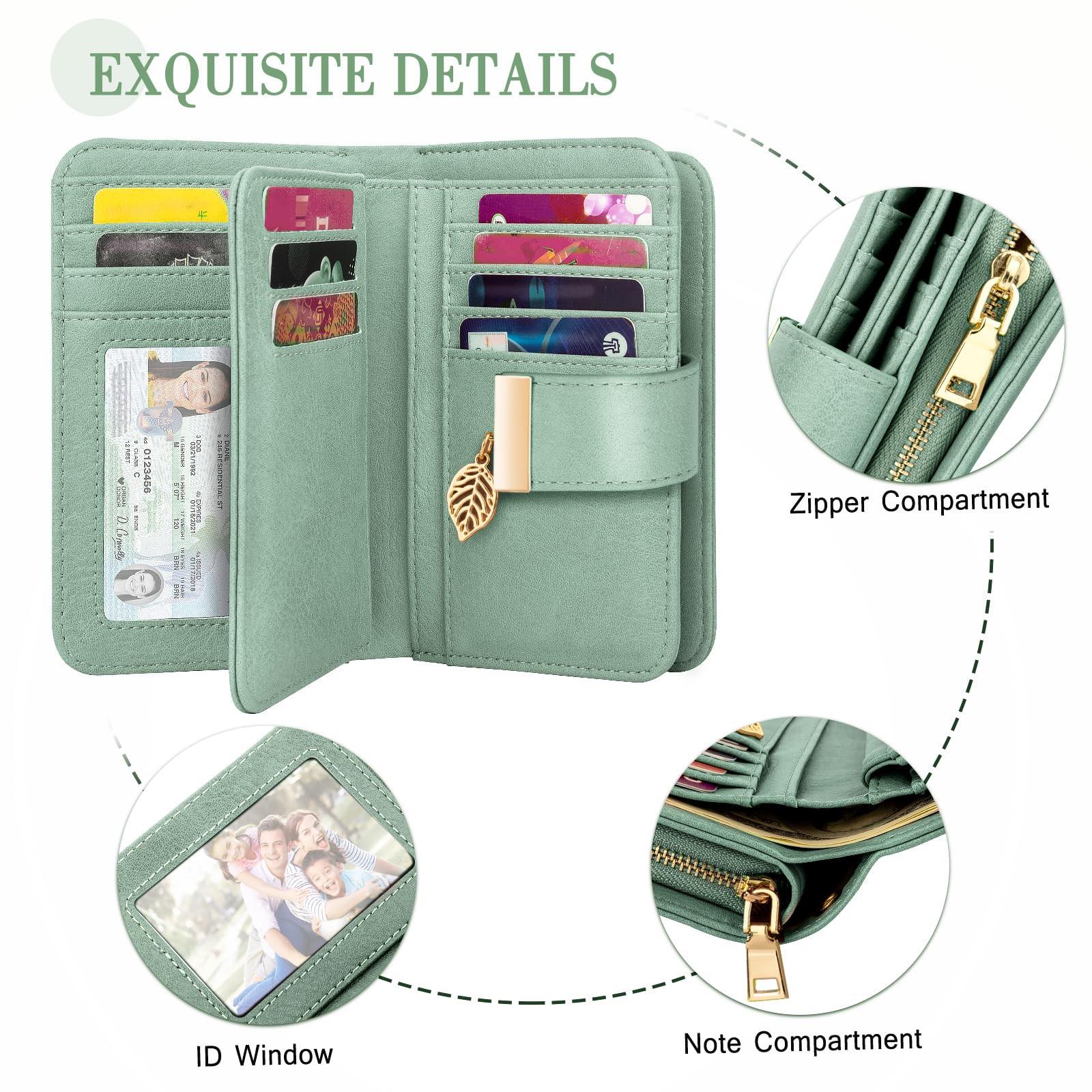 Only-bags.store Ledergeldbörse RFID Schutz 18 Kartenfächer Reissverschlusskette Schlüsselband  