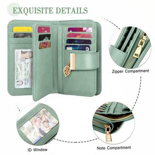 Only-bags.store Portafoglio in pelle Protezione RFID 18 scomparti per carte Cerniera a catena Cordino  