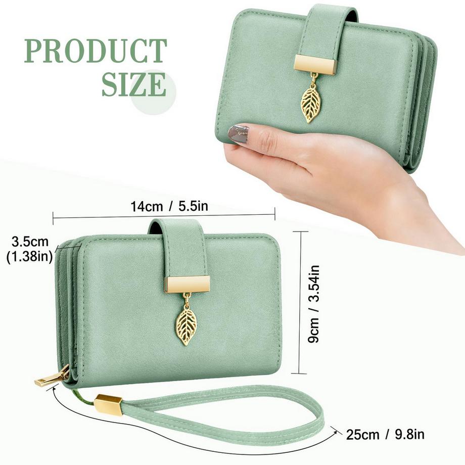 Only-bags.store Portafoglio in pelle Protezione RFID 18 scomparti per carte Cerniera a catena Cordino  