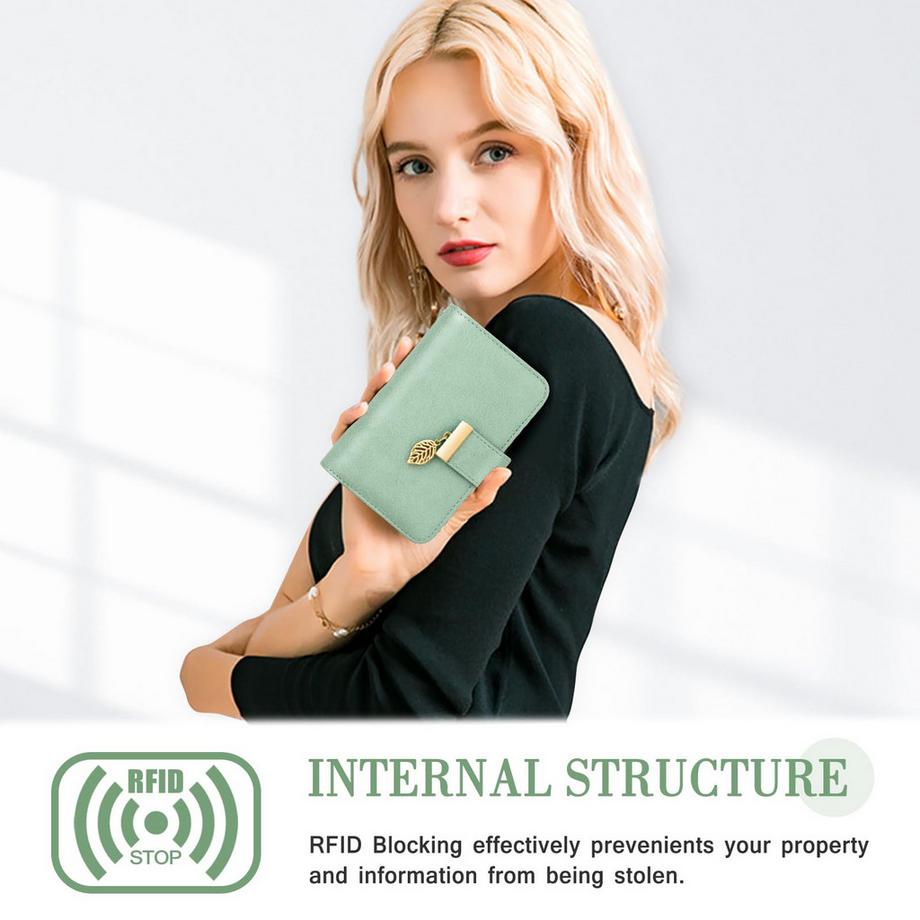 Only-bags.store Portafoglio in pelle Protezione RFID 18 scomparti per carte Cerniera a catena Cordino  