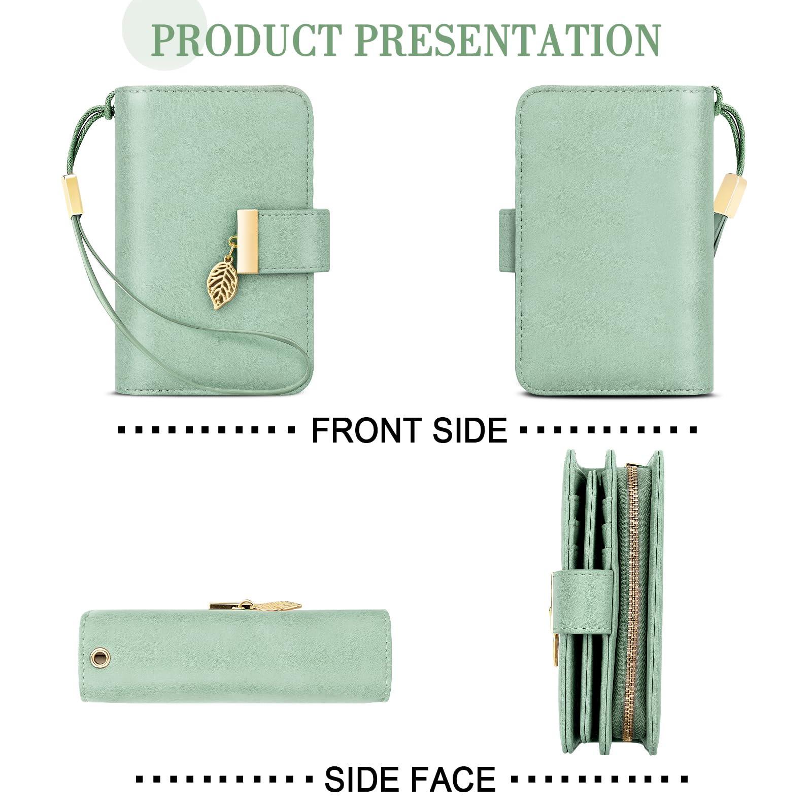 Only-bags.store Portafoglio in pelle Protezione RFID 18 scomparti per carte Cerniera a catena Cordino  