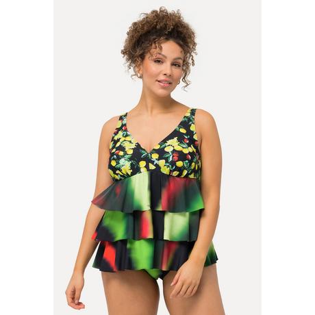 Ulla Popken  Tankini à motif citrons, bonnets souples et finition en pointe. Matière recyclée 