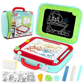 Tableau magnétique 2 en 1 pour enfants Tableau de dessin à gribouiller double face avec 3 tampons Jeu de voyage