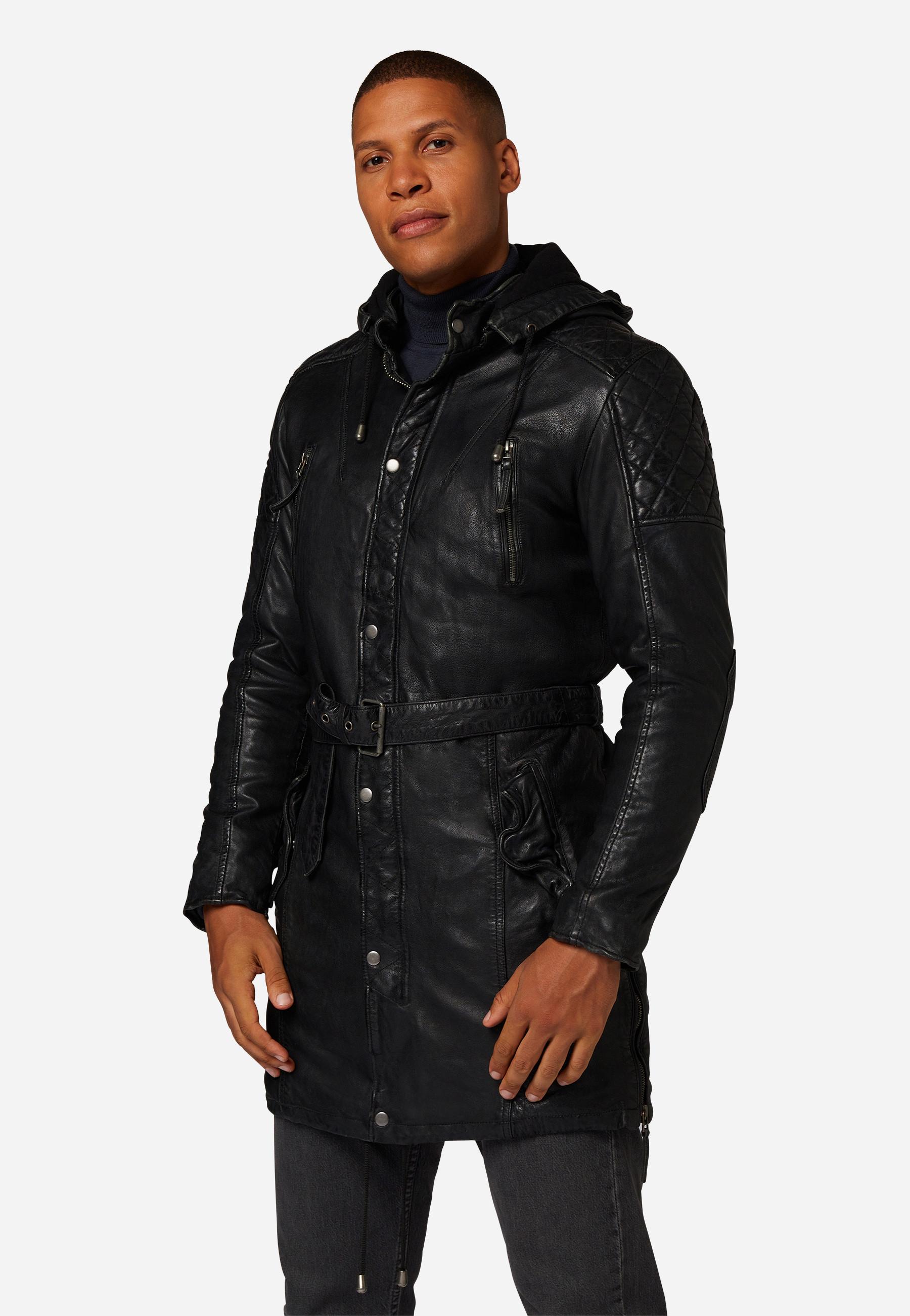 RICANO  Manteau en cuir pour homme Sheena, style parka moderne 