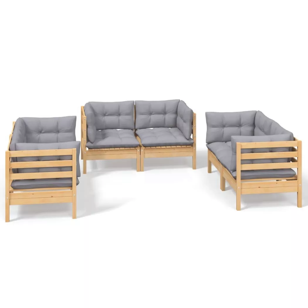 VidaXL - Garten-lounge-set kiefernholz, One Size, Grau