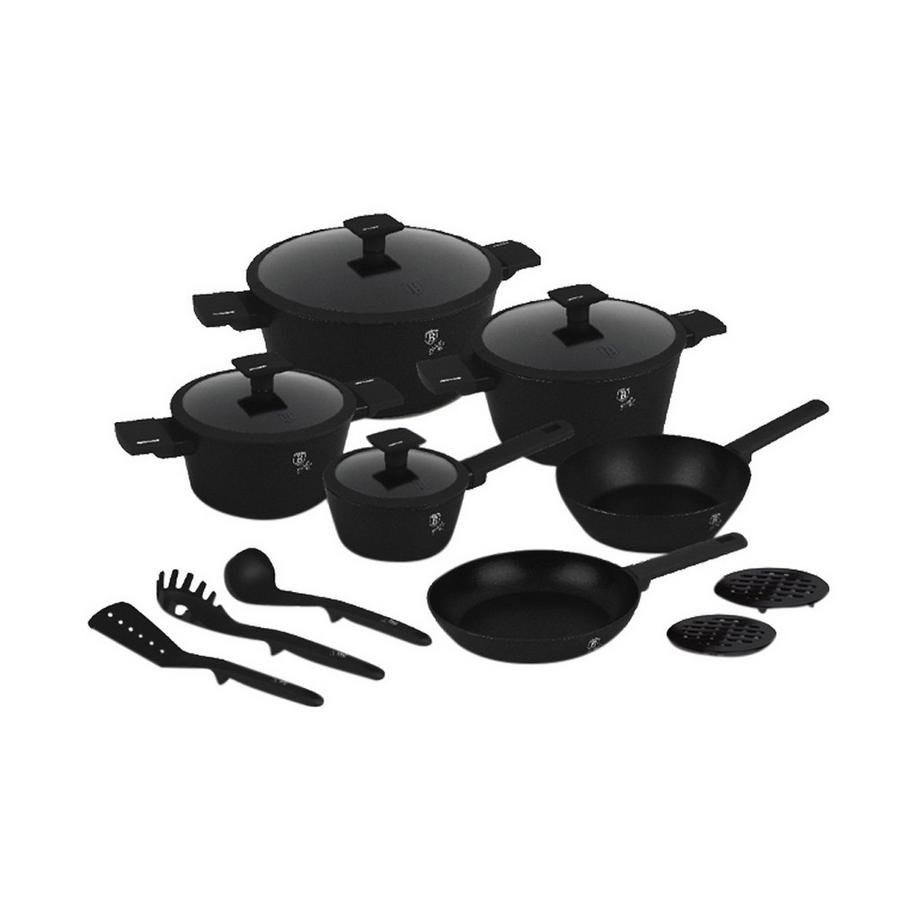 Berlinger 15-teiliges Kochgeschirr-Set Matte Black Collection  