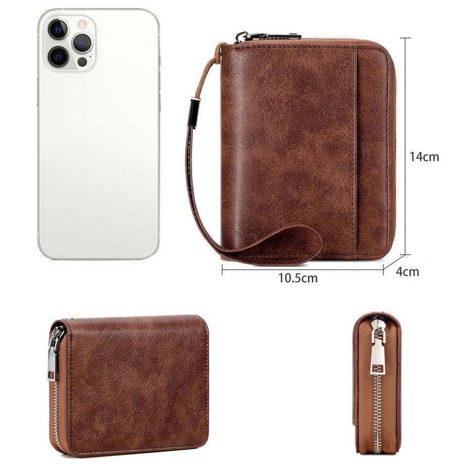 Only-bags.store Brieftasche Leder RFID-Schutz Kreditkartenetui, Brieftasche mit Reißverschluss, Brieftasche im Orgelstil  