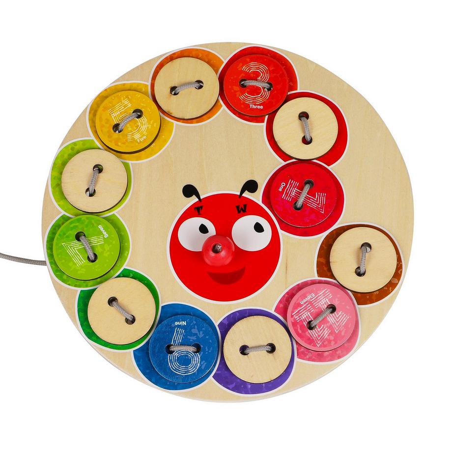 Activity-board  Raupe Fädelspielzeug aus Holz Kleidung und Knöpfe, pädagogisches Lernen im Vorschulalter - Schnürsenkel, Farben zählen, sortieren, Reisespiel 