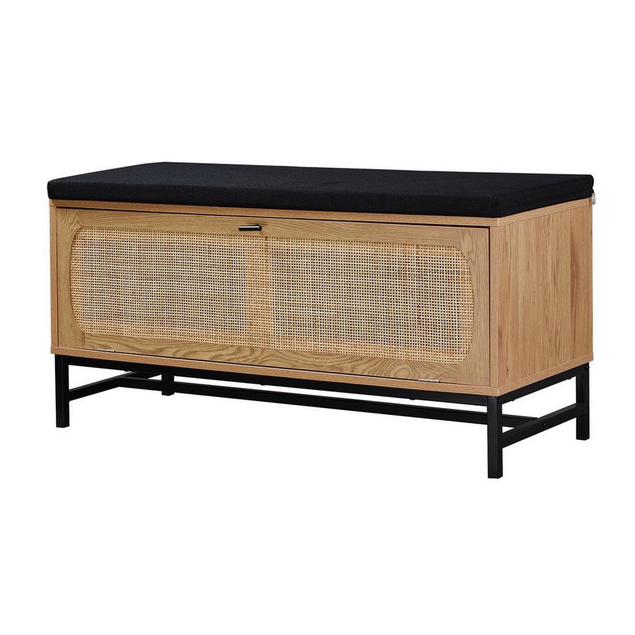 Calicosy Bank mit Schuhablage und Rattanfront - L100 cm  