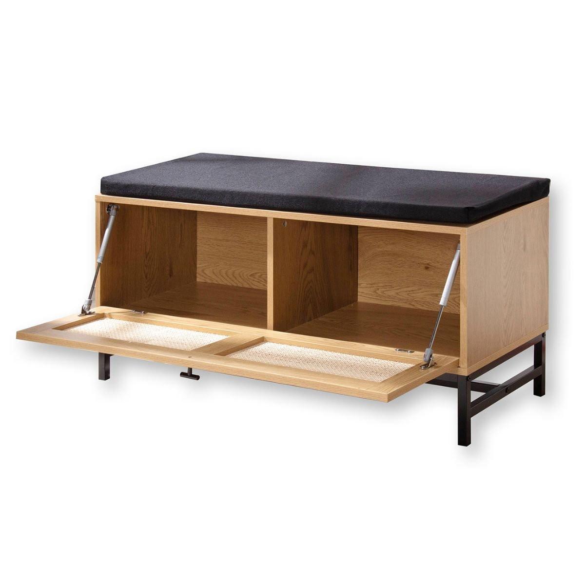 Calicosy Banc avec Rangement Chaussures et Façade en Rotin L100 cm - JAYA  