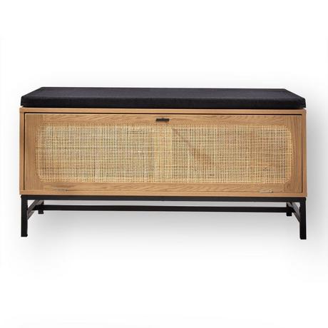 Calicosy Banc avec Rangement Chaussures et Façade en Rotin L100 cm - JAYA  