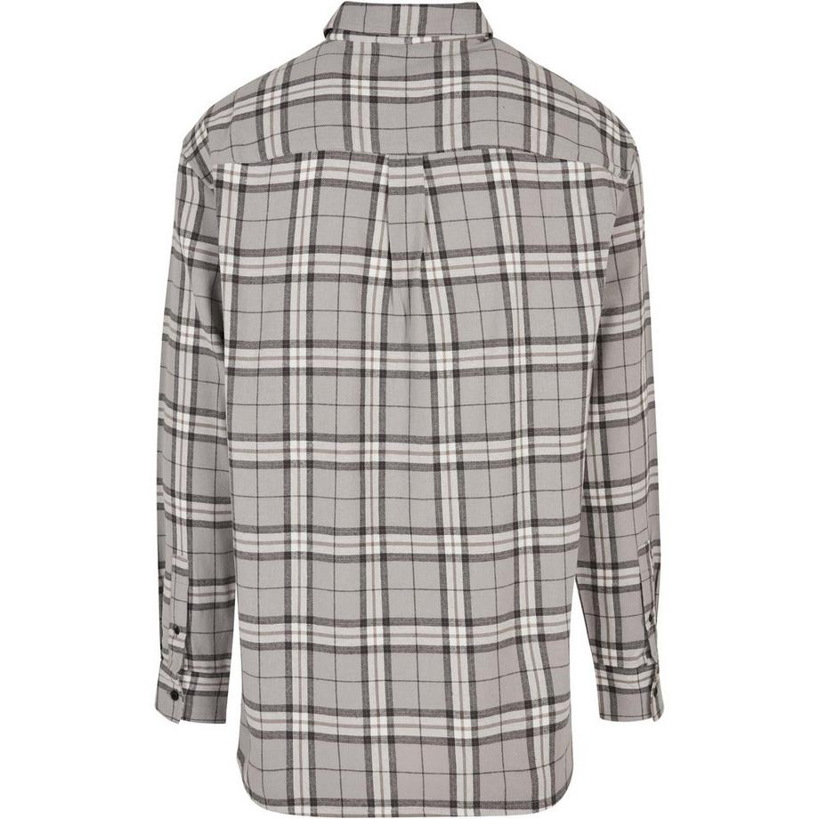 URBAN CLASSICS Camicia Lunga Oversized a Quadri Grigia  