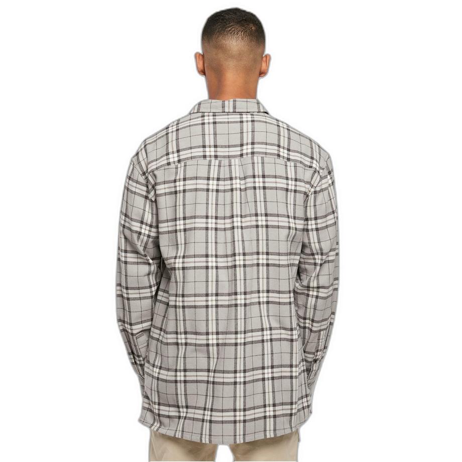 URBAN CLASSICS Camicia Lunga Oversized a Quadri Grigia  