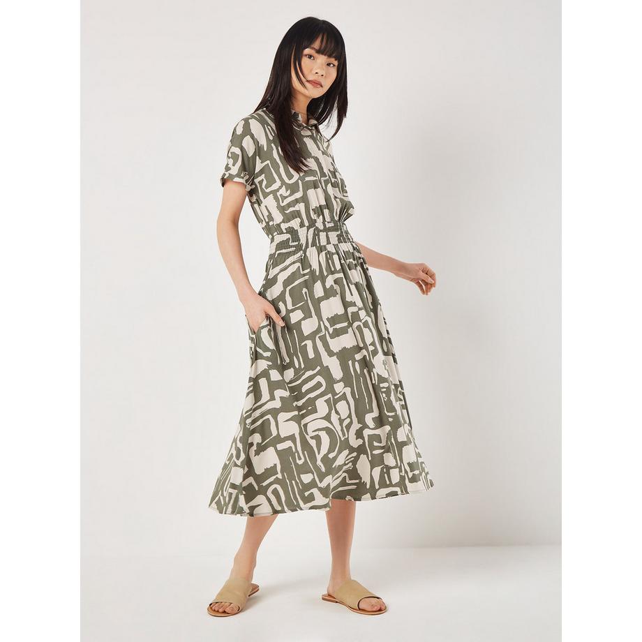 Robe mi-longue à motifs géométriques et style grec