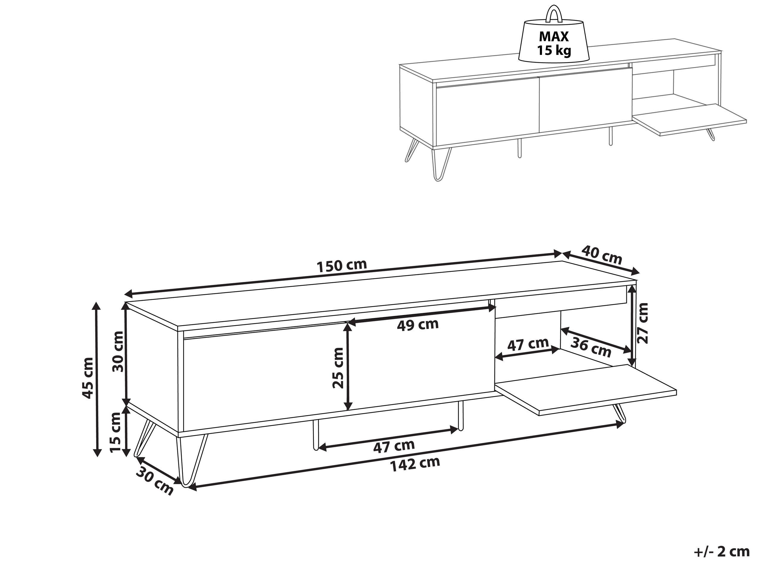 Beliani Meuble TV en Panneau de particules de bois Minimaliste CARDIGAN  
