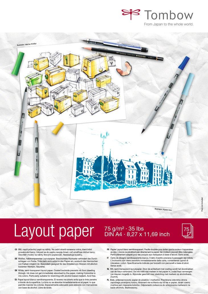 Tombow TOMBOW Layoutblock A4 PB-LAYOUT weiss, 75g 75 Blatt  