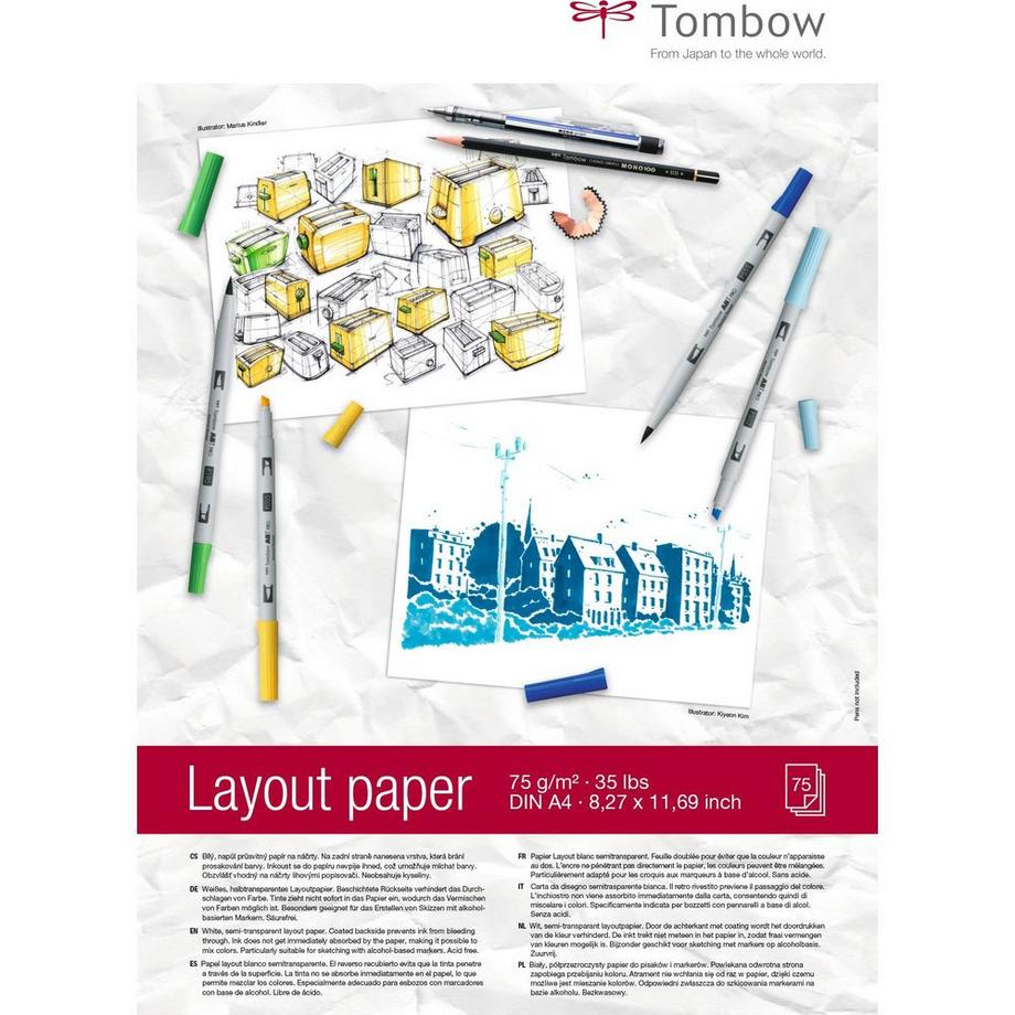 Tombow Tombow PB-LAYOUT carta da disegno Foglio d'arte 75 fogli  