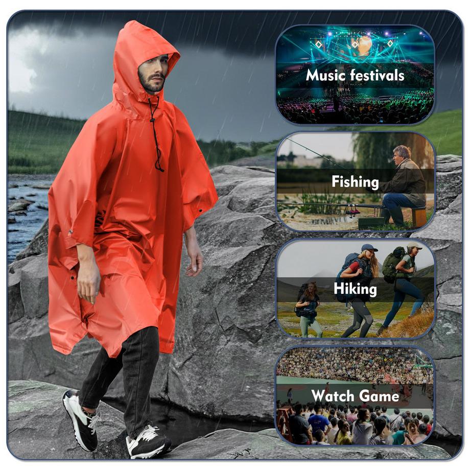Alopini  Regenponcho Wasserdichtes Regencape mit Kapuze 
