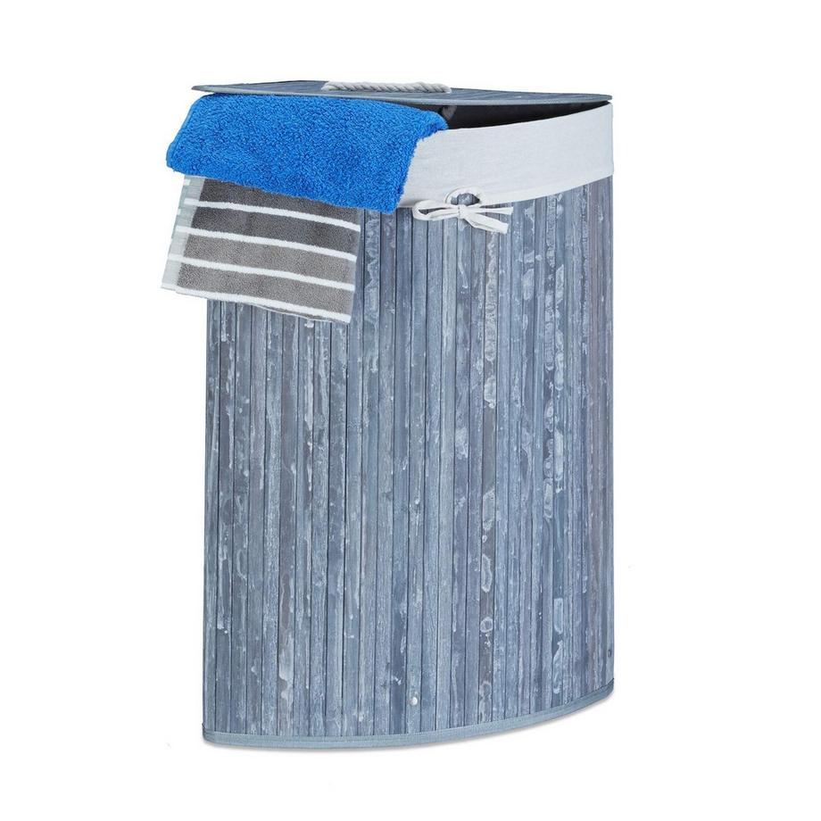 Cesto portabiancheria angolare in bambù